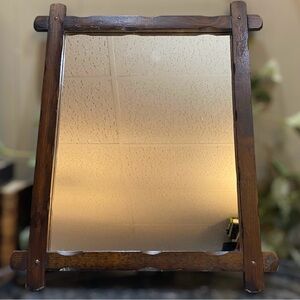 Antique Victorian Walnut Solid Wood Frame with Mirror Adirondack Old World 1800s